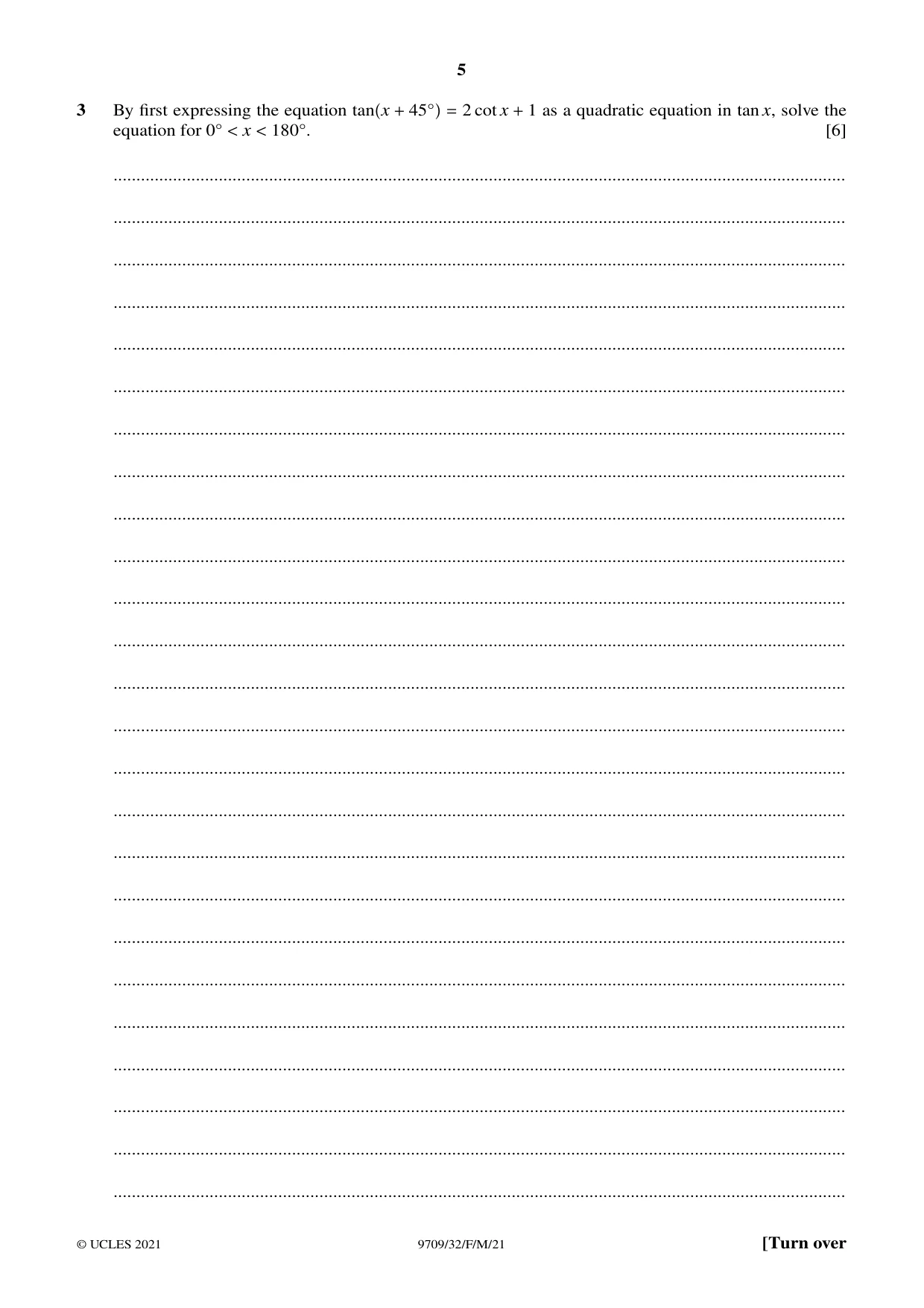 Cambridge A Level Mathematics 9709 2021 Feb/March Paper 3 · Variant 2 question paper, page 5 of 20