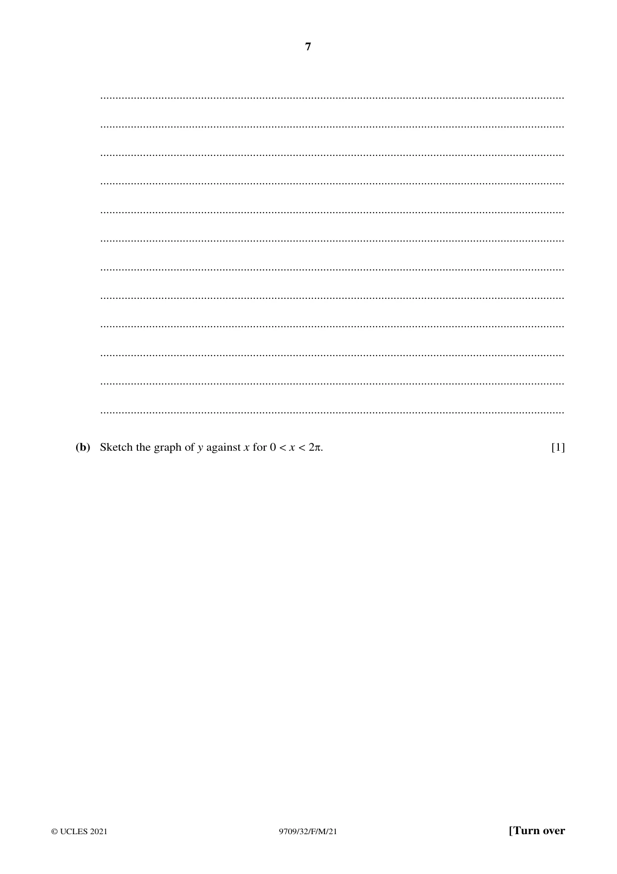 Cambridge A Level Mathematics 9709 2021 Feb/March Paper 3 · Variant 2 question paper, page 7 of 20