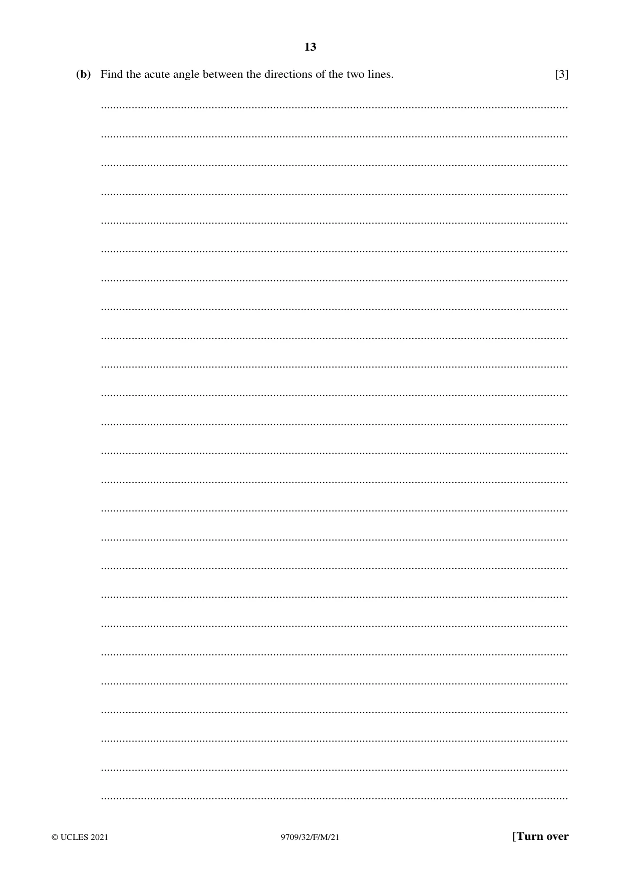 Cambridge A Level Mathematics 9709 2021 Feb/March Paper 3 · Variant 2 question paper, page 13 of 20