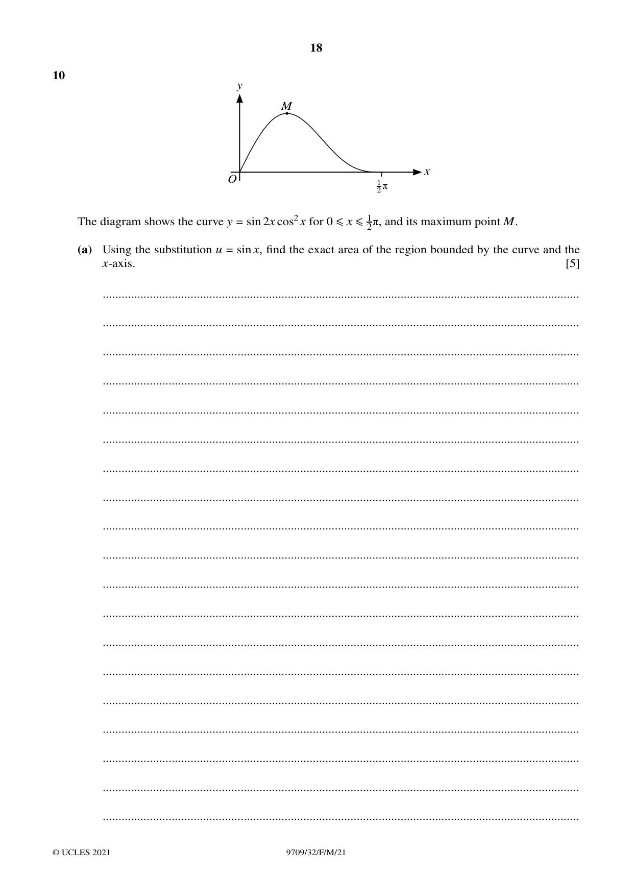Cambridge A Level Mathematics 9709 2021 Feb/March Paper 3 · Variant 2 question paper, page 18 of 20