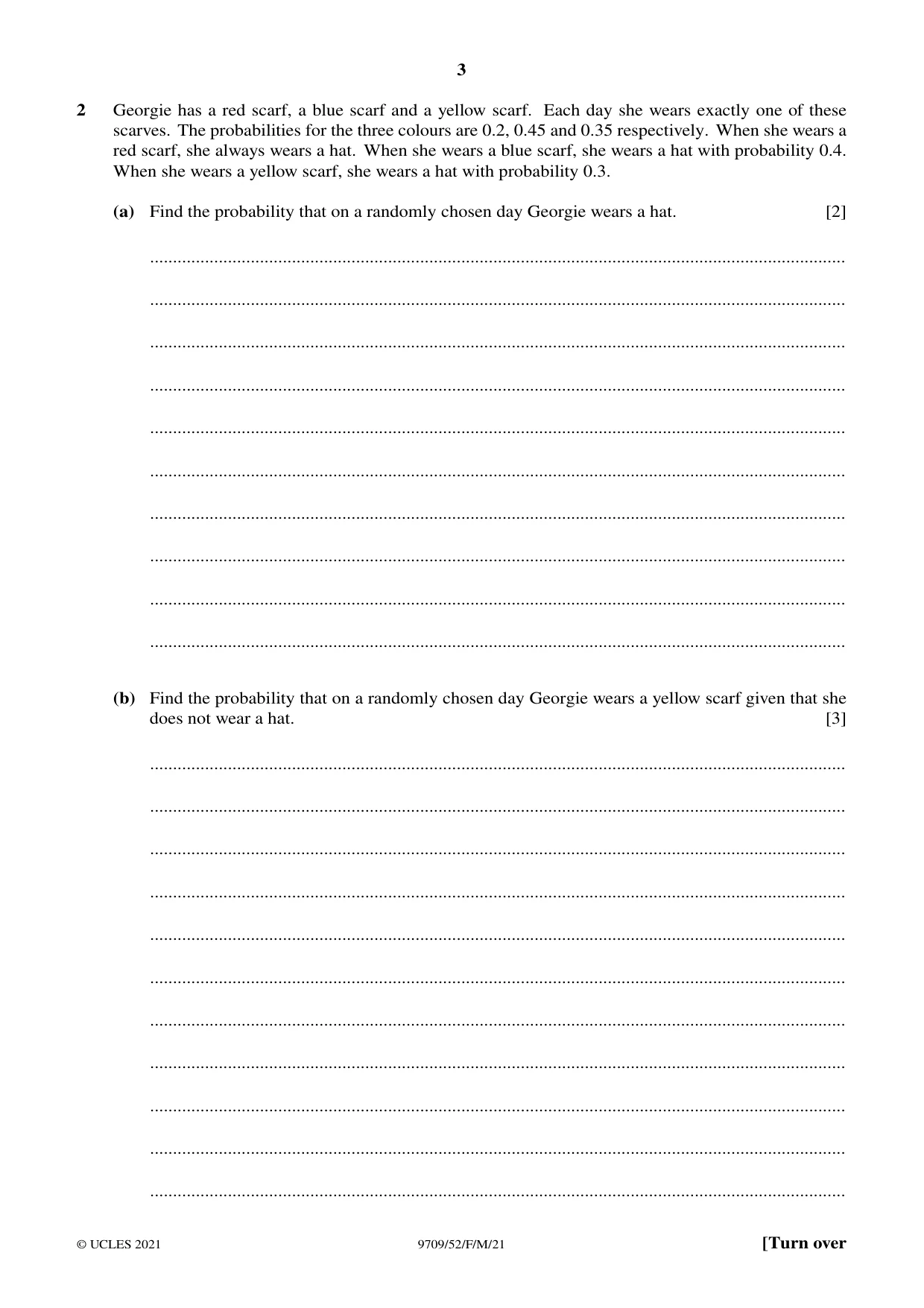 Cambridge A Level Mathematics 9709 2021 Feb/March Paper 5 · Variant 2 question paper, page 3 of 12