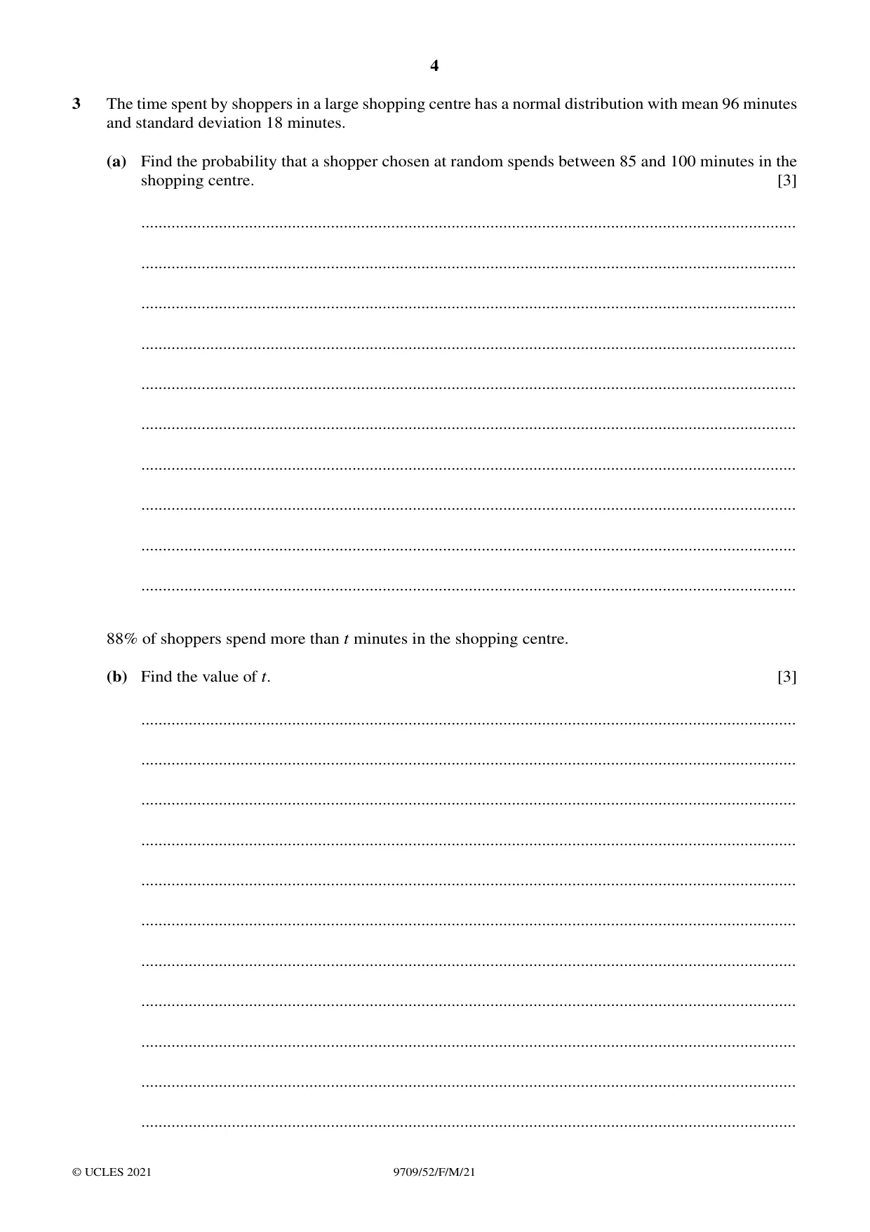Cambridge A Level Mathematics 9709 2021 Feb/March Paper 5 · Variant 2 question paper, page 4 of 12