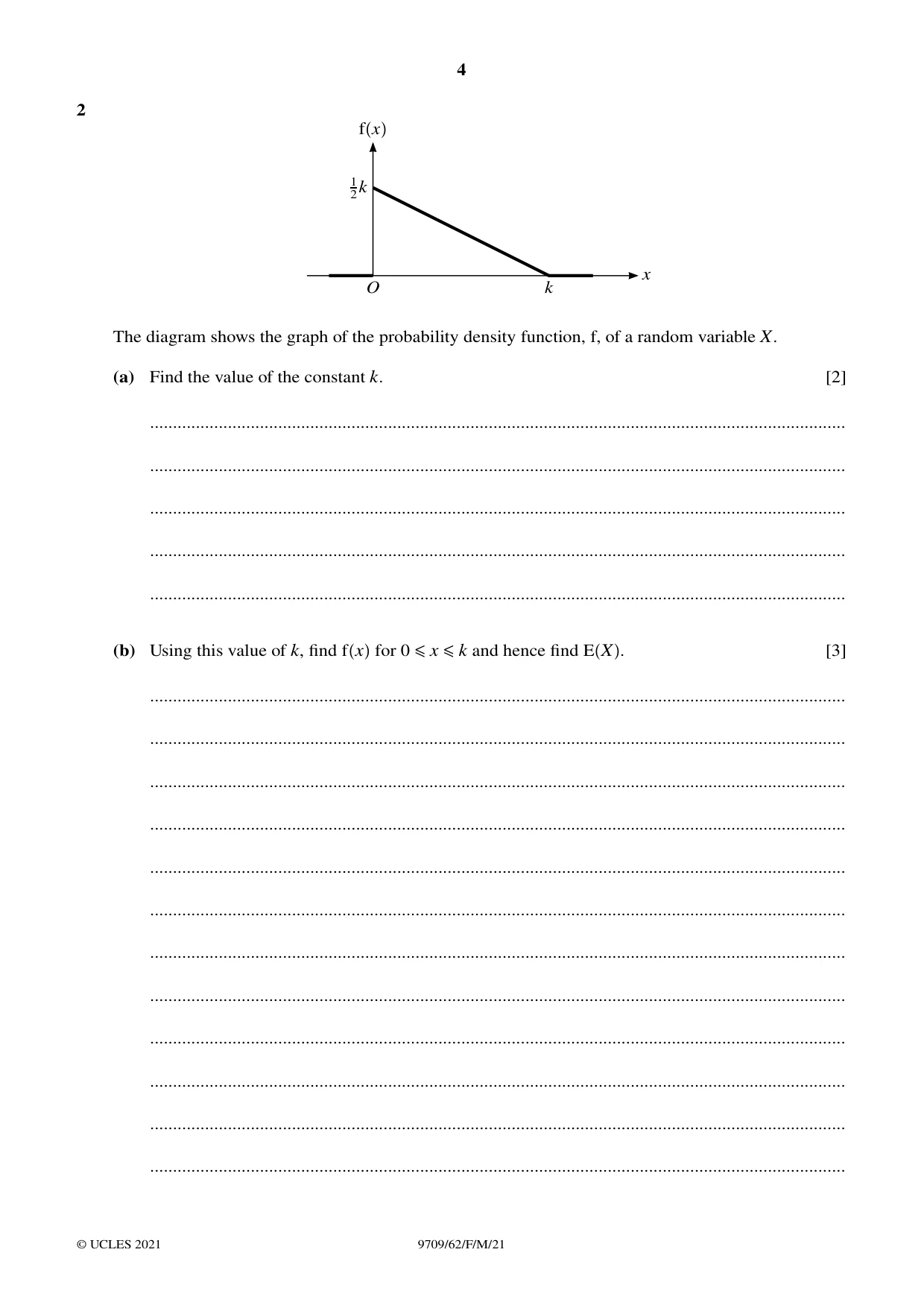 Cambridge A Level Mathematics 9709 2021 Feb/March Paper 6 · Variant 2 question paper, page 4 of 12