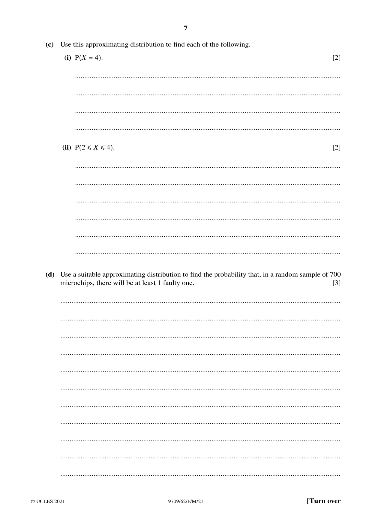 Cambridge A Level Mathematics 9709 2021 Feb/March Paper 6 · Variant 2 question paper, page 7 of 12