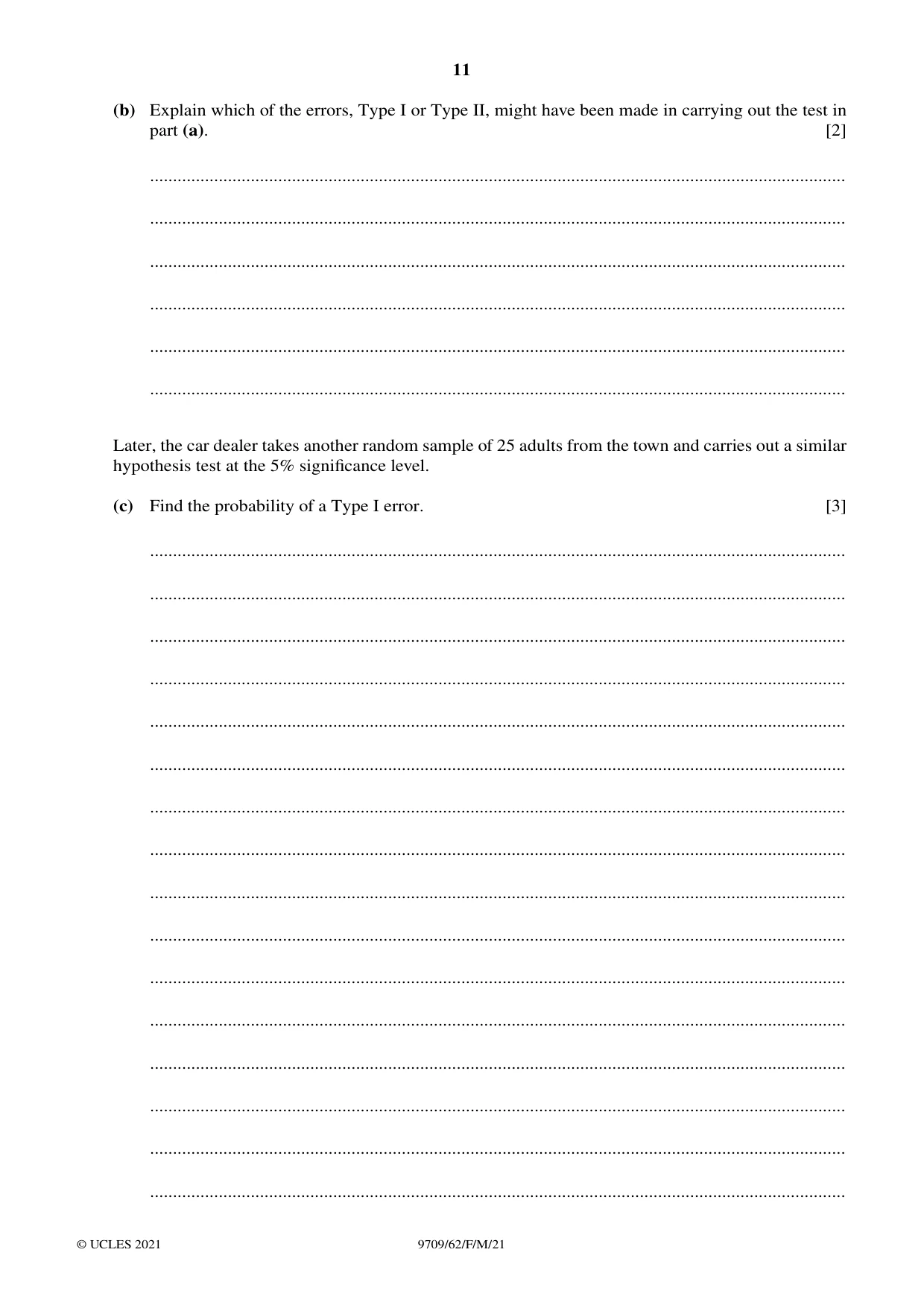 Cambridge A Level Mathematics 9709 2021 Feb/March Paper 6 · Variant 2 question paper, page 11 of 12