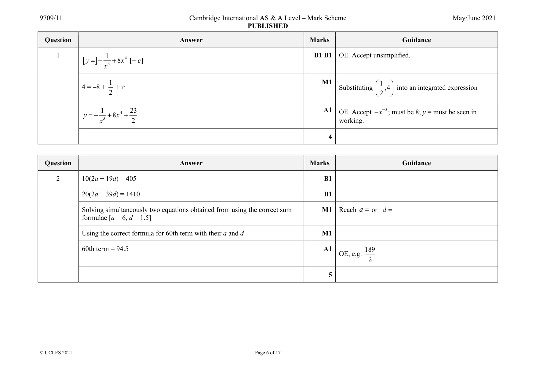 Mark scheme, page 6 of 17