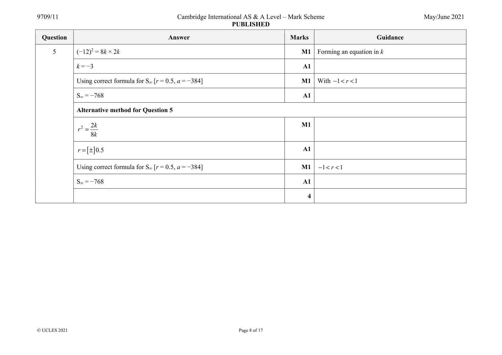 Mark scheme, page 8 of 17