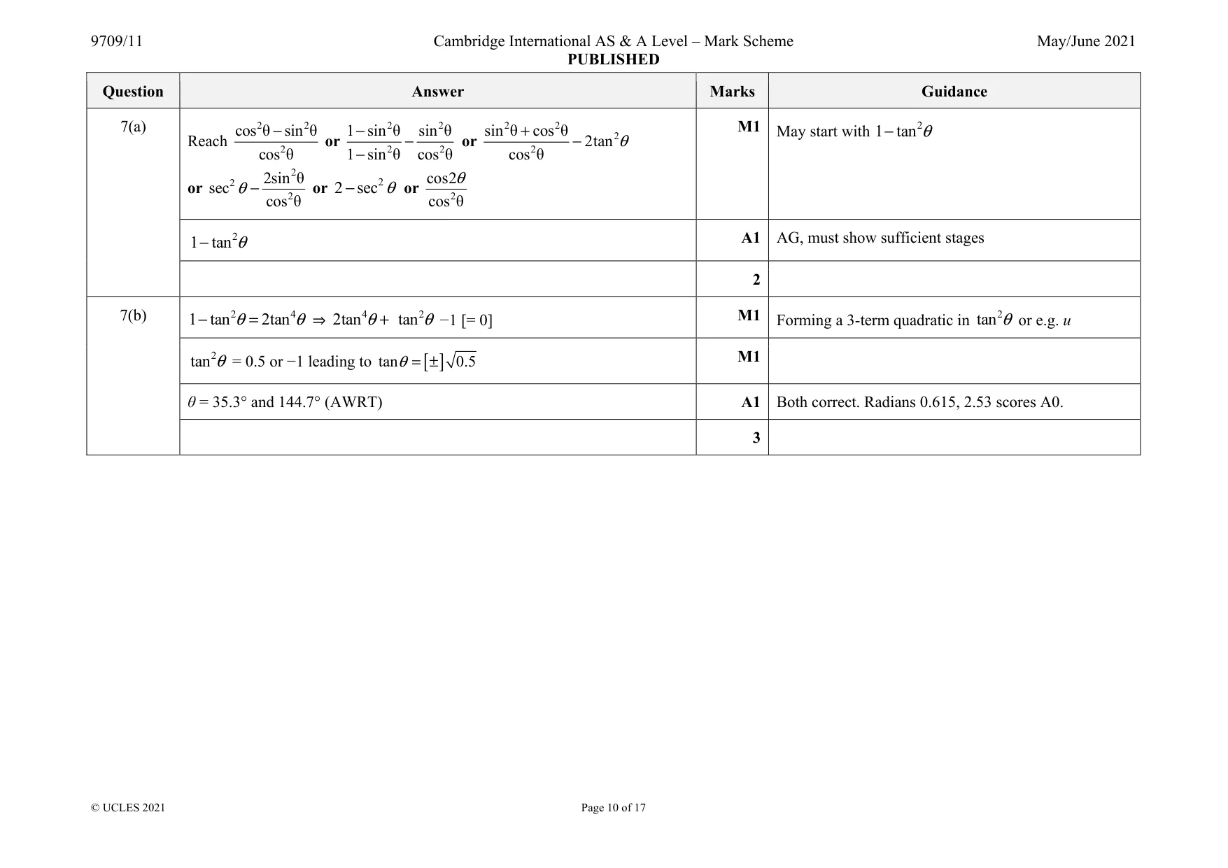Mark scheme, page 10 of 17