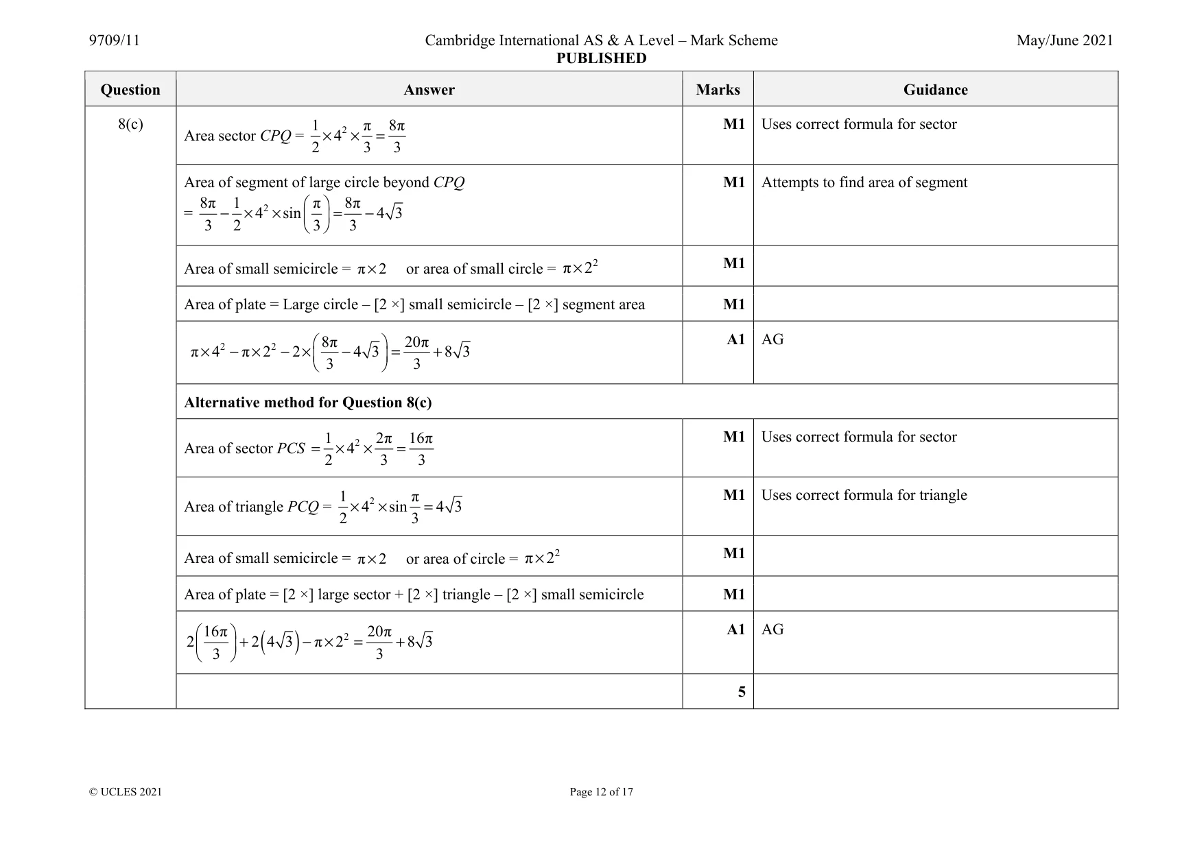 Mark scheme, page 12 of 17