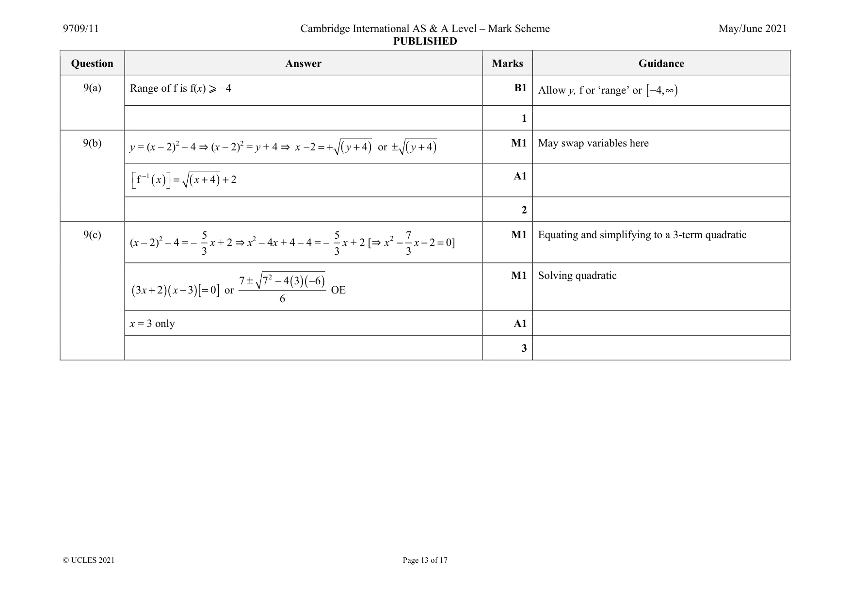 Mark scheme, page 13 of 17