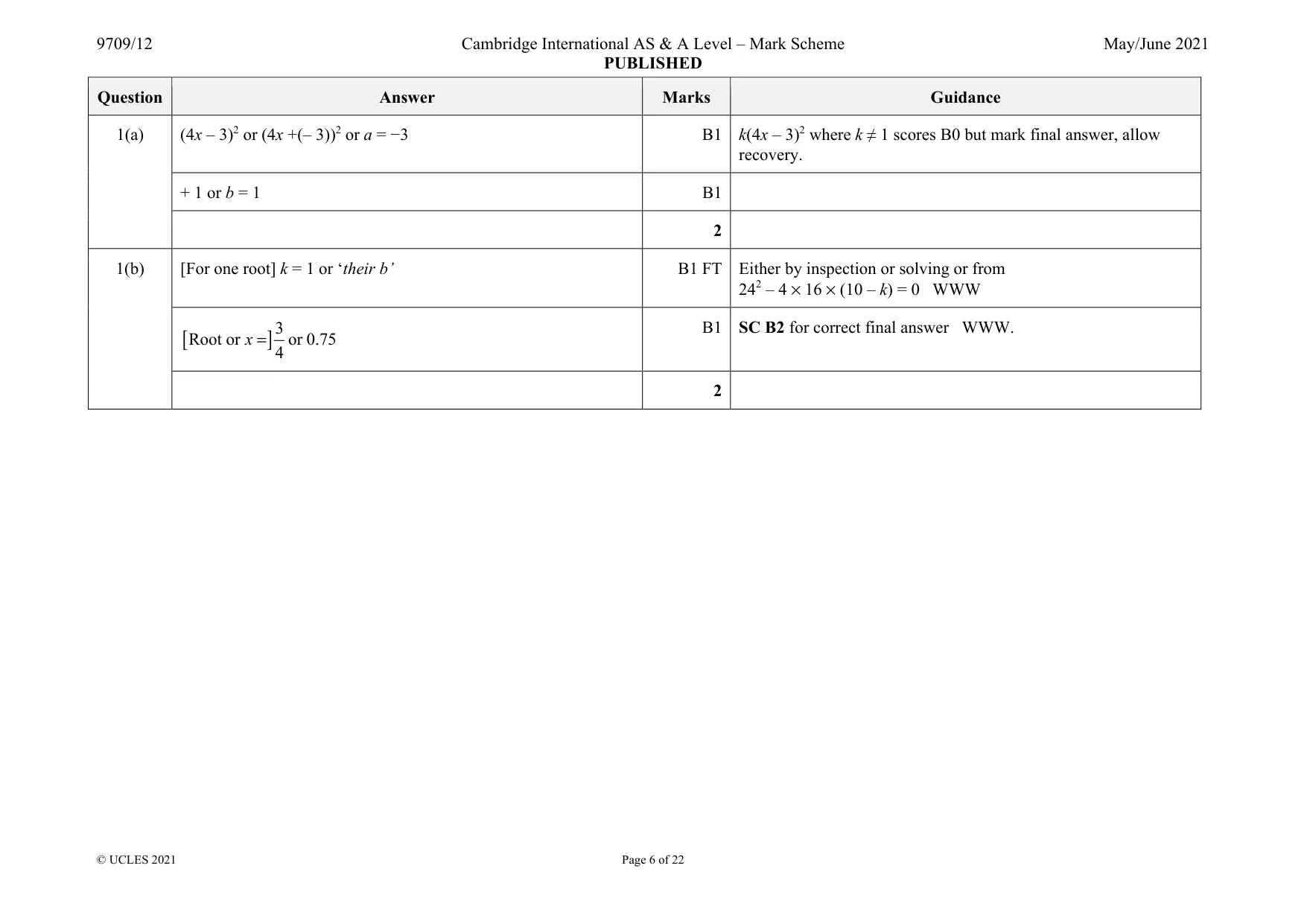 Mark scheme, page 6 of 22