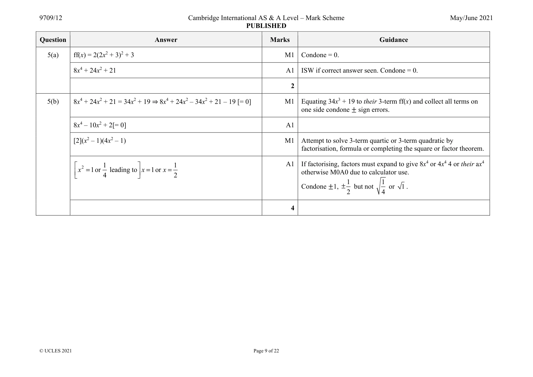 Mark scheme, page 9 of 22