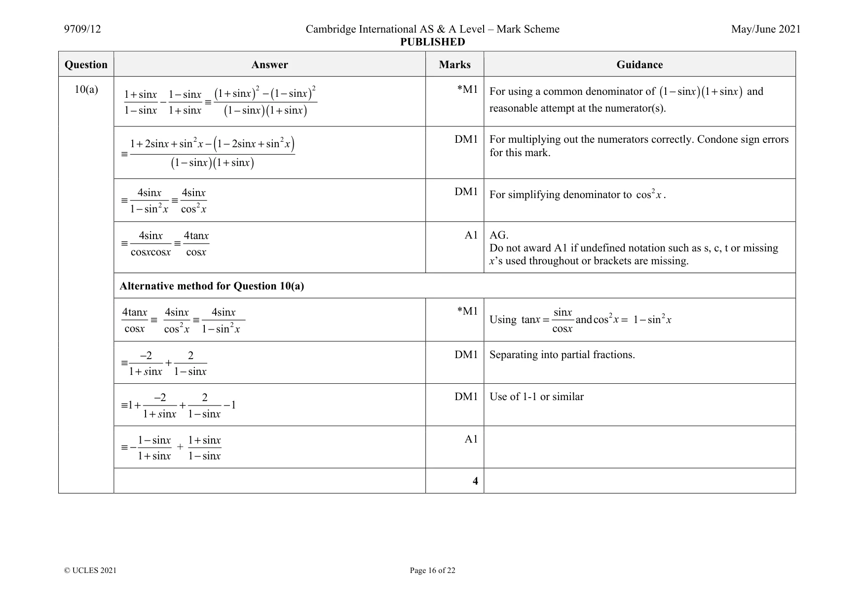 Mark scheme, page 16 of 22