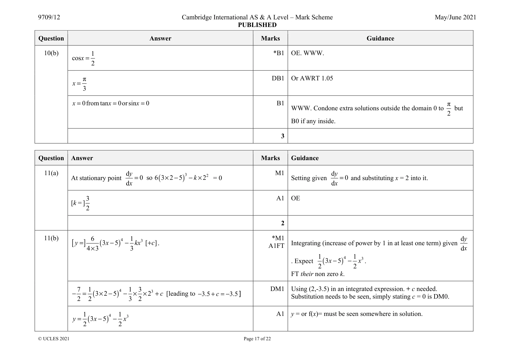 Mark scheme, page 17 of 22