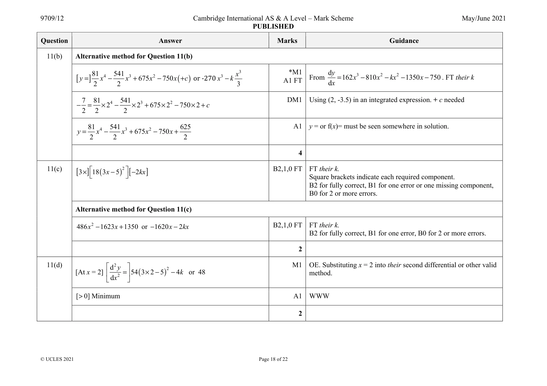 Mark scheme, page 18 of 22