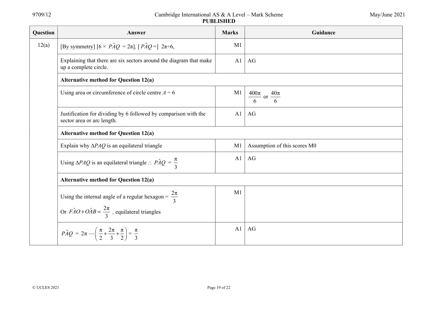 Mark scheme, page 19 of 22