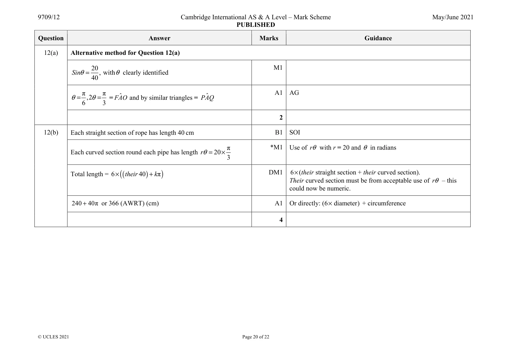 Mark scheme, page 20 of 22