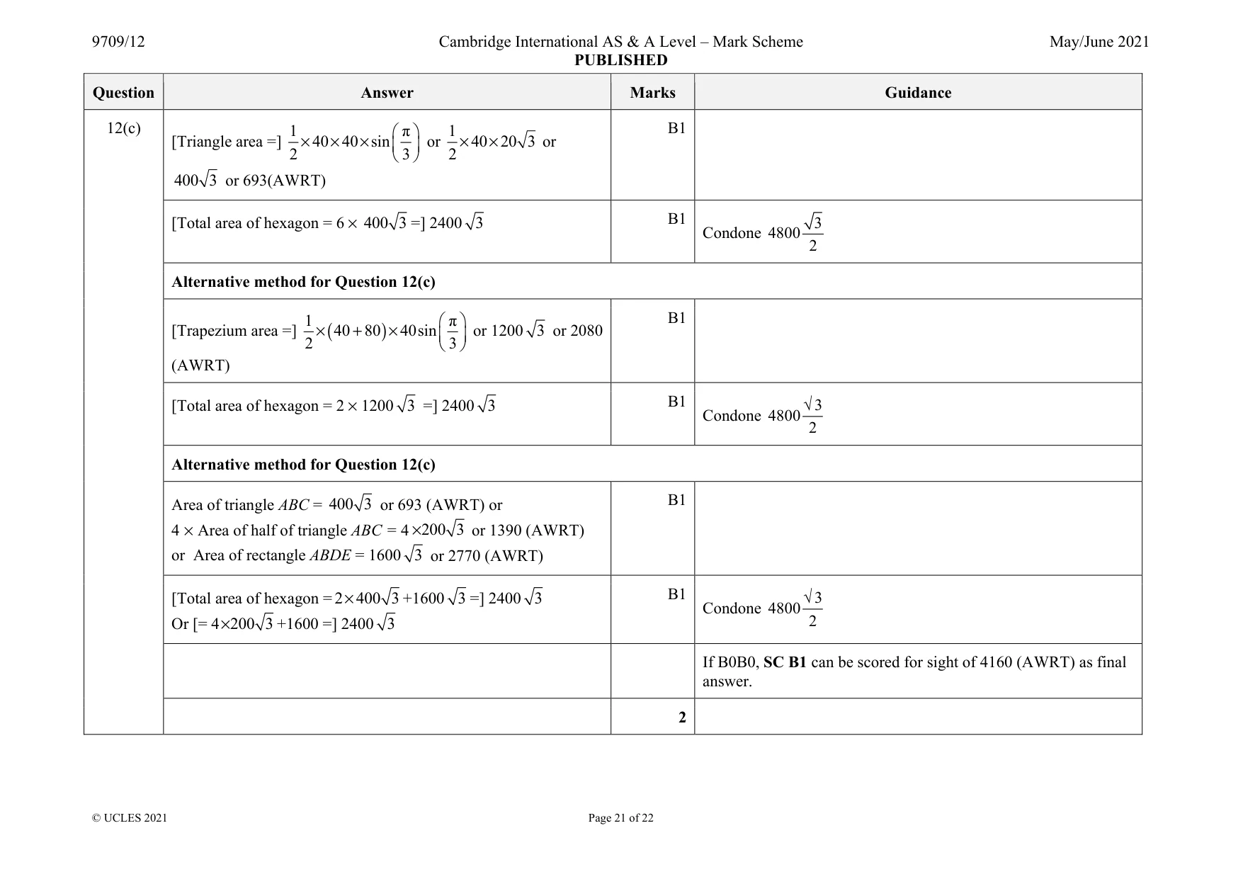 Mark scheme, page 21 of 22
