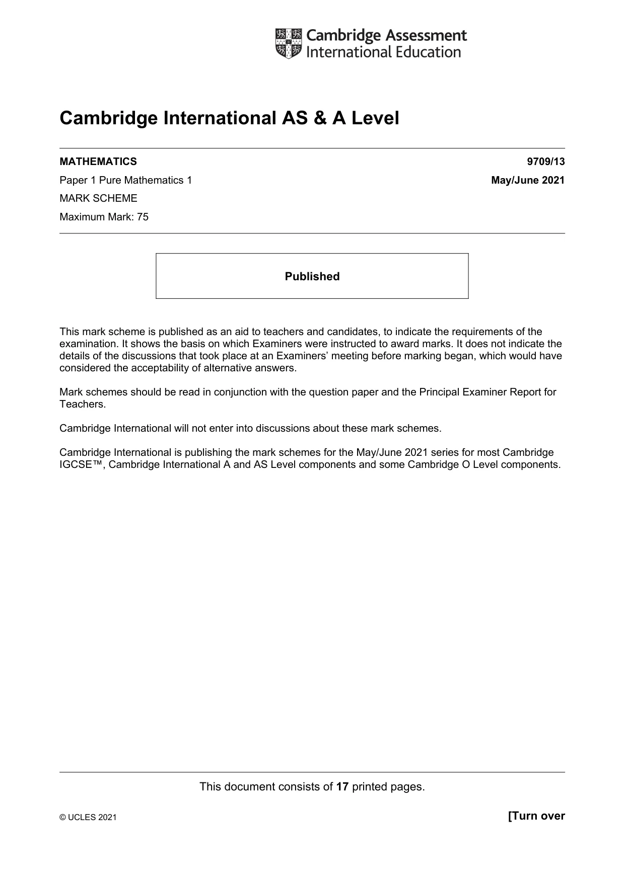 Mark scheme, page 1 of 17