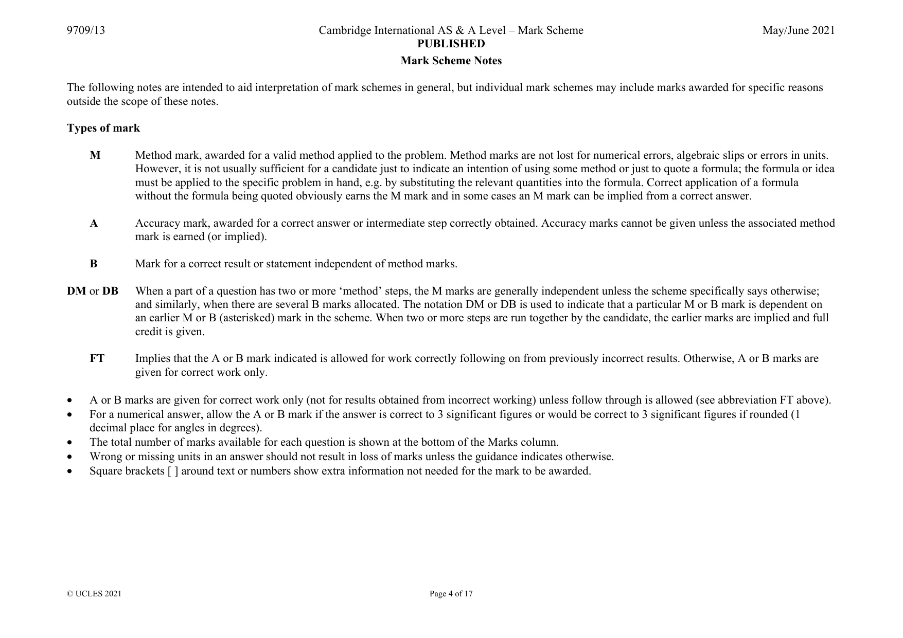 Mark scheme, page 4 of 17