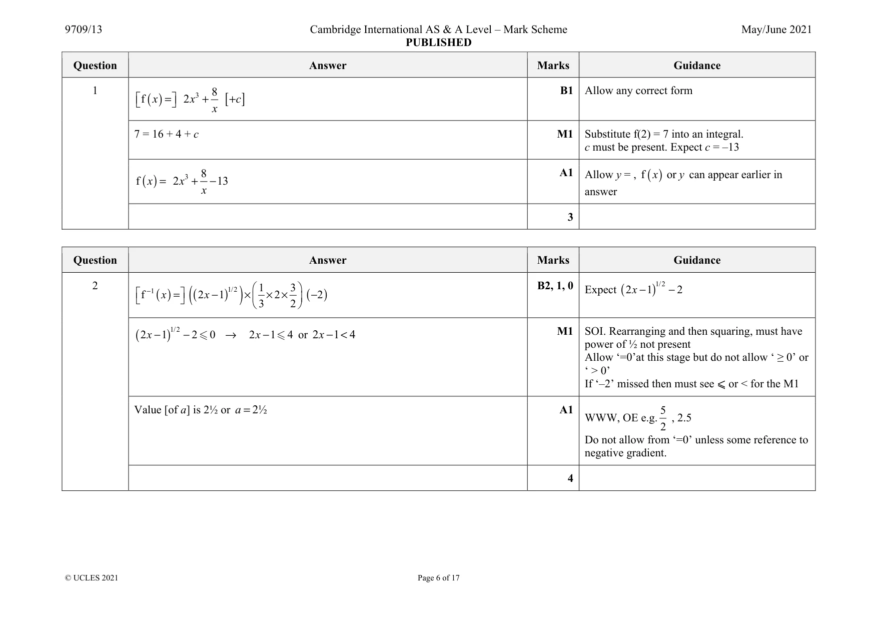Mark scheme, page 6 of 17