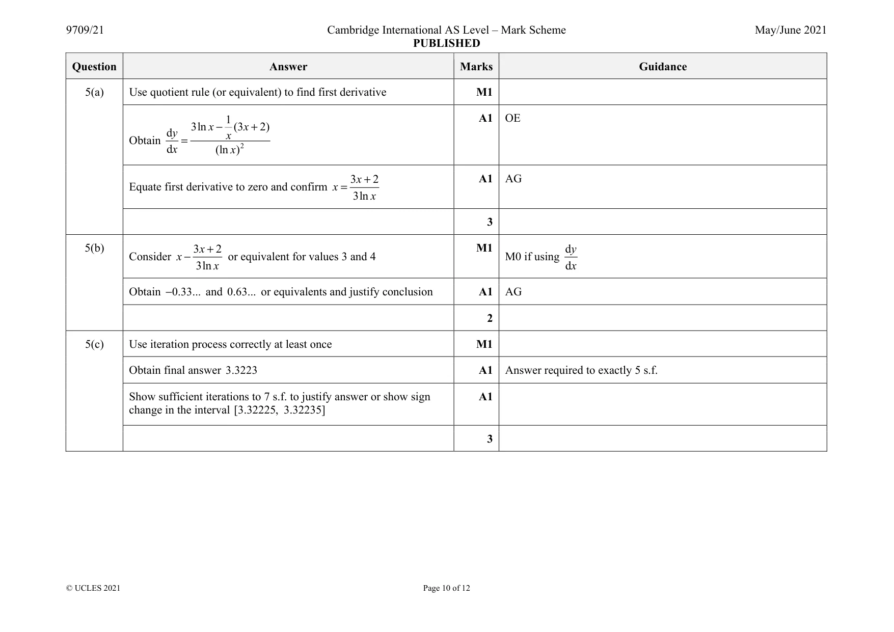 Mark scheme, page 10 of 12