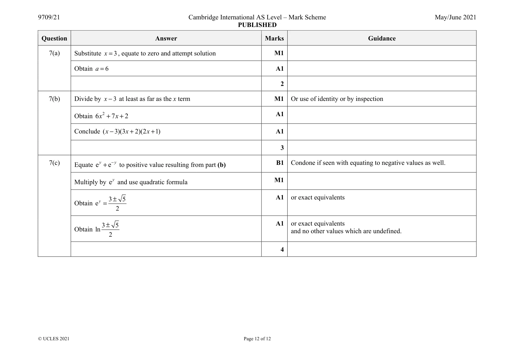 Mark scheme, page 12 of 12