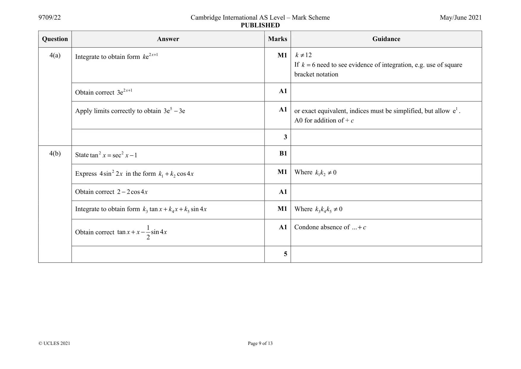 Mark scheme, page 9 of 13