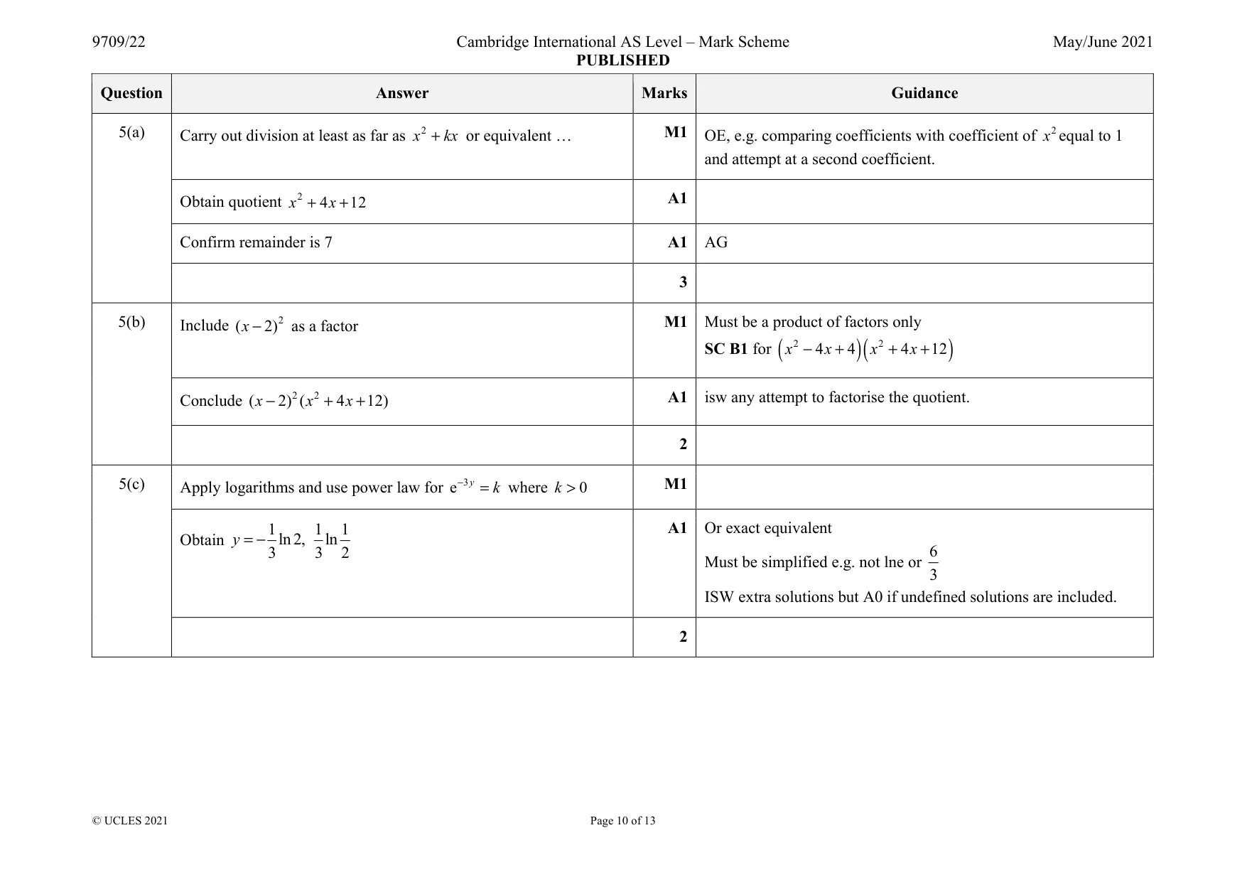 Mark scheme, page 10 of 13