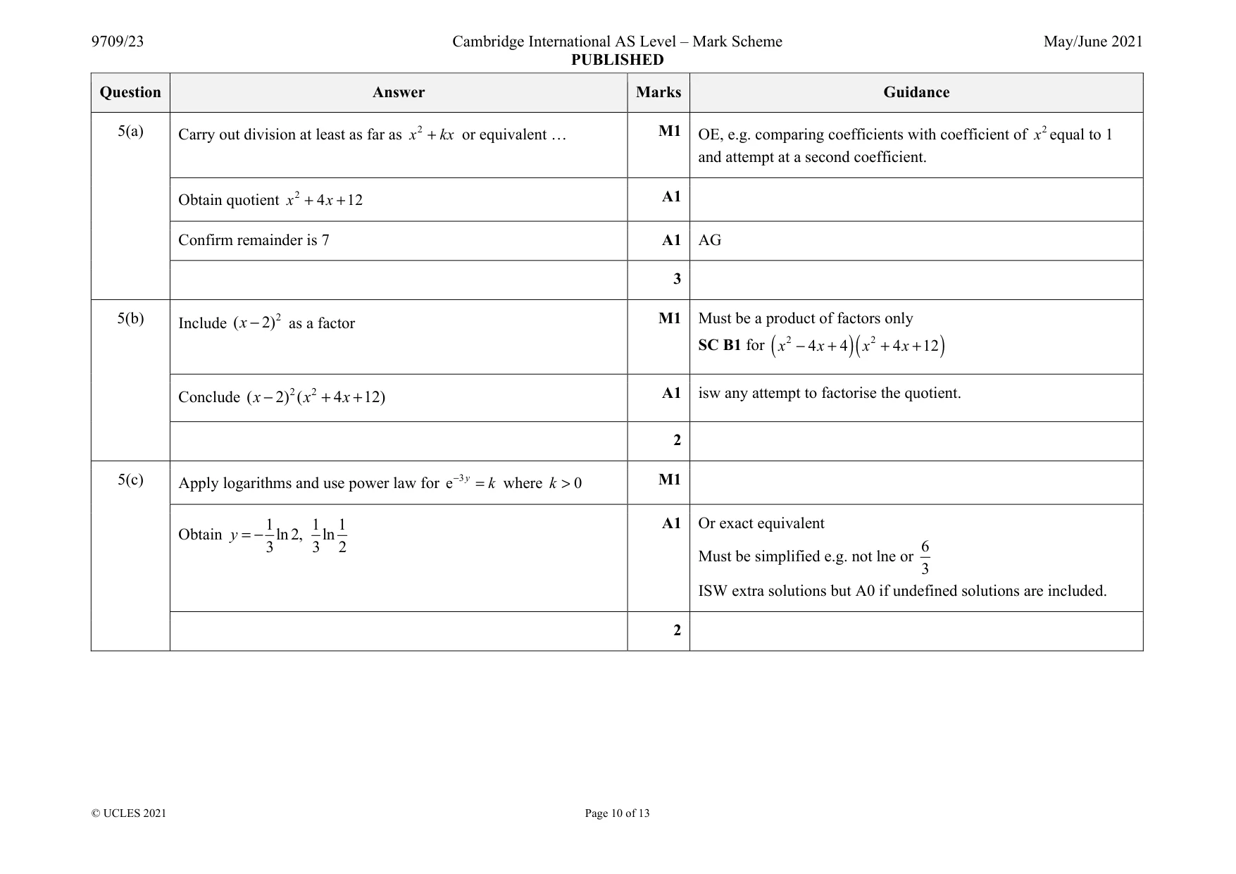 Mark scheme, page 10 of 13
