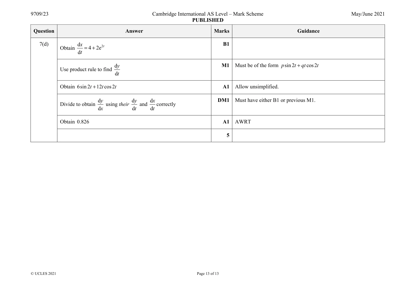 Mark scheme, page 13 of 13