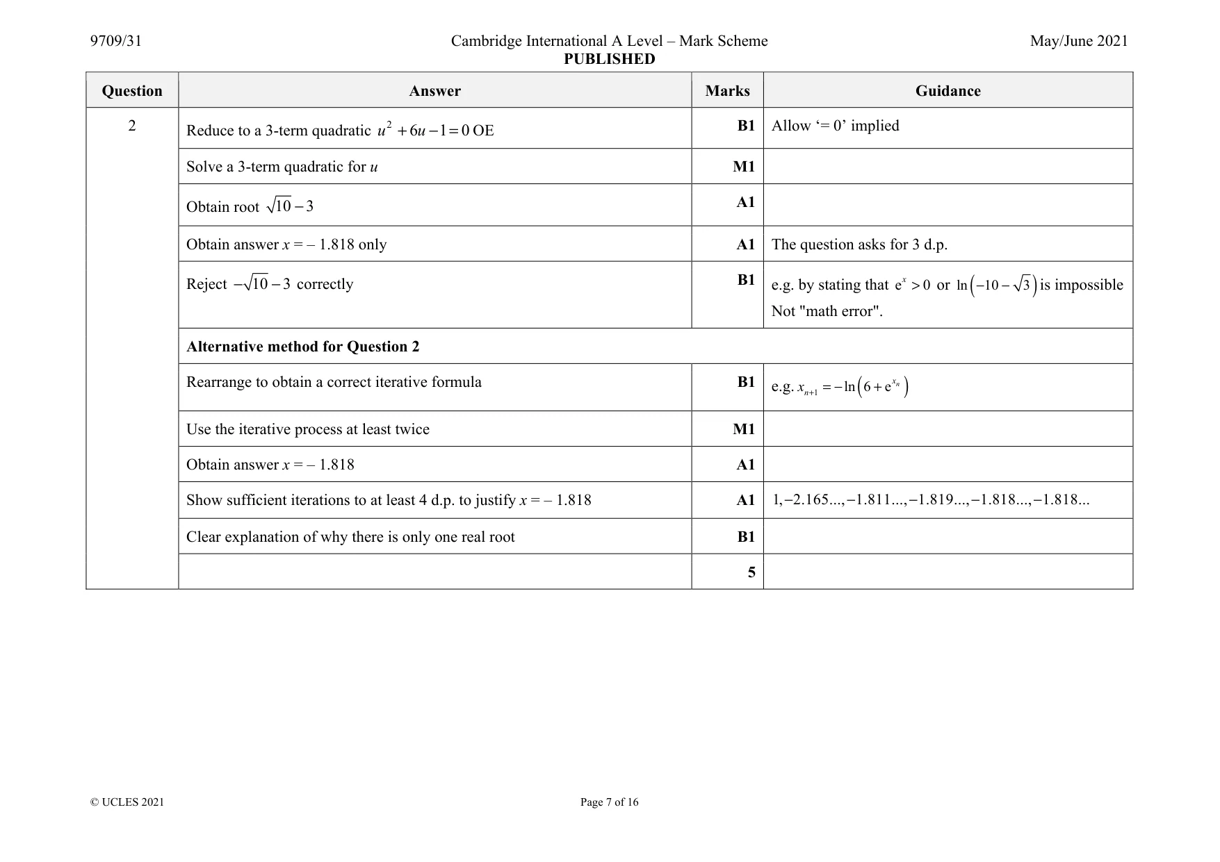 Mark scheme, page 7 of 16
