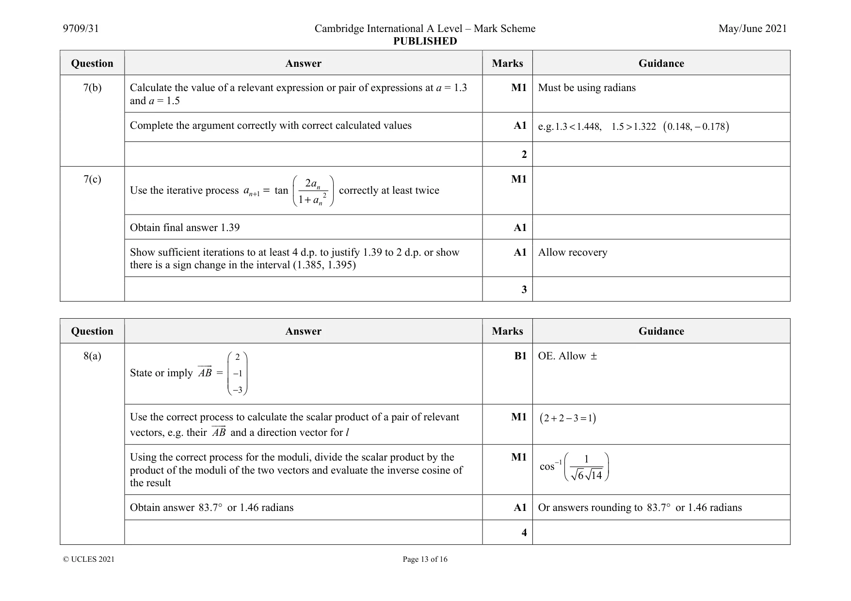Mark scheme, page 13 of 16