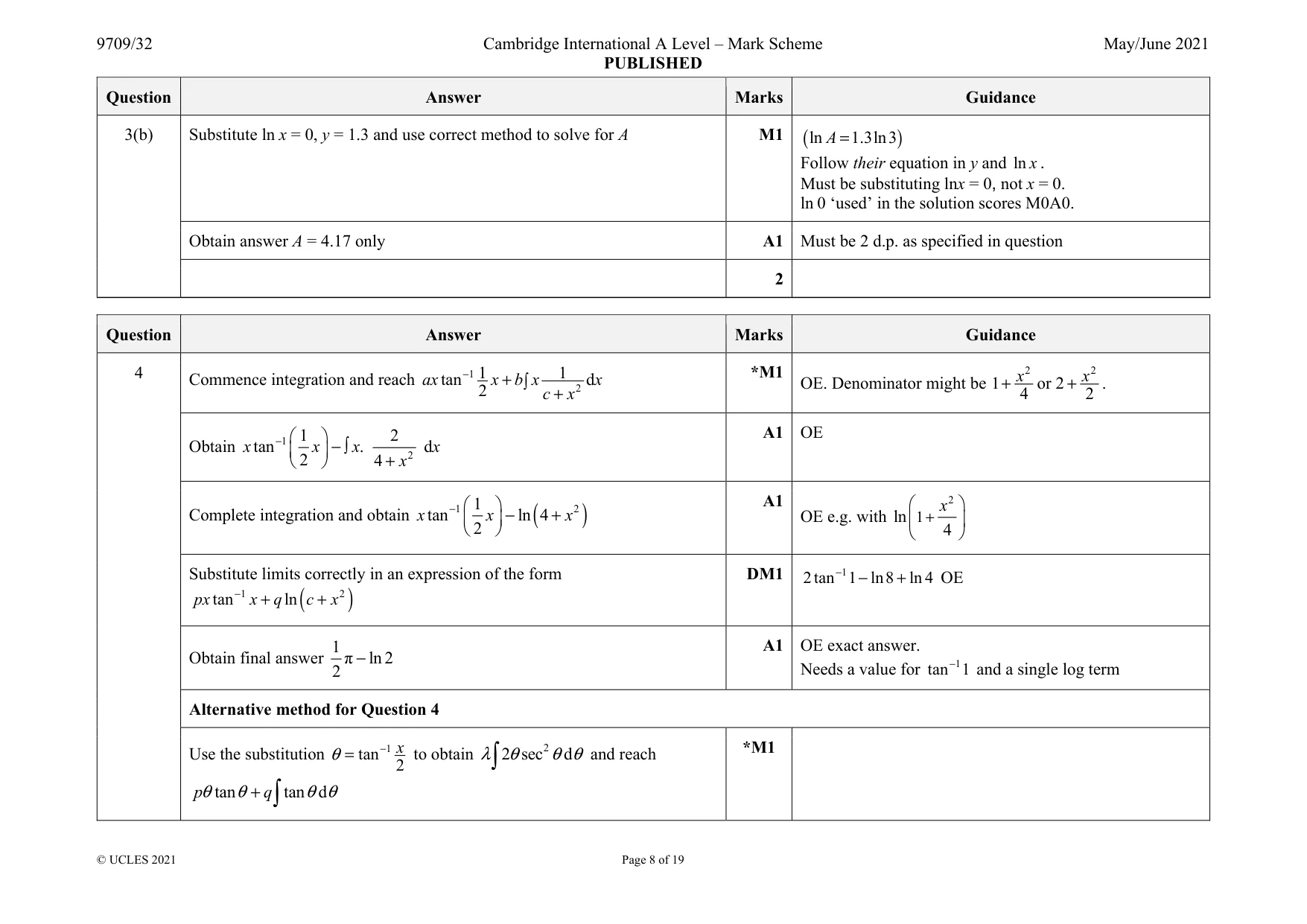Mark scheme, page 8 of 19