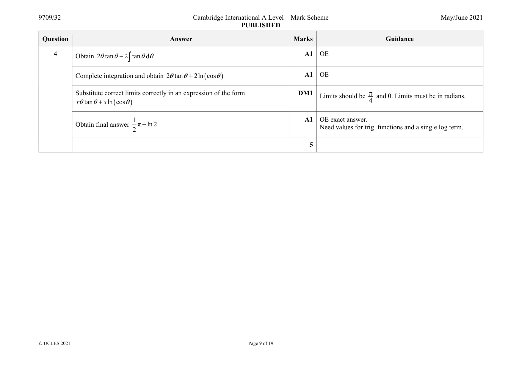 Mark scheme, page 9 of 19