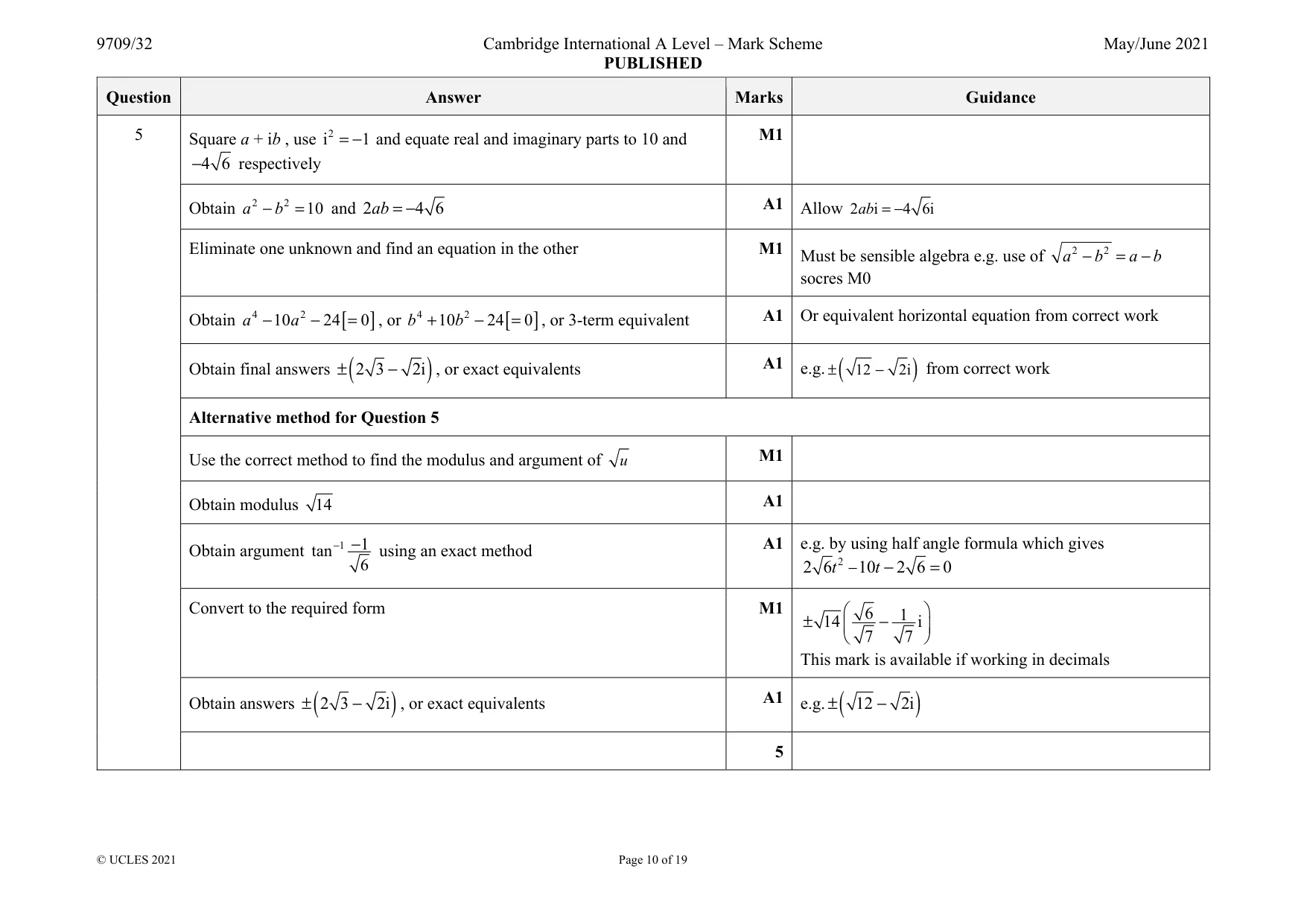 Mark scheme, page 10 of 19
