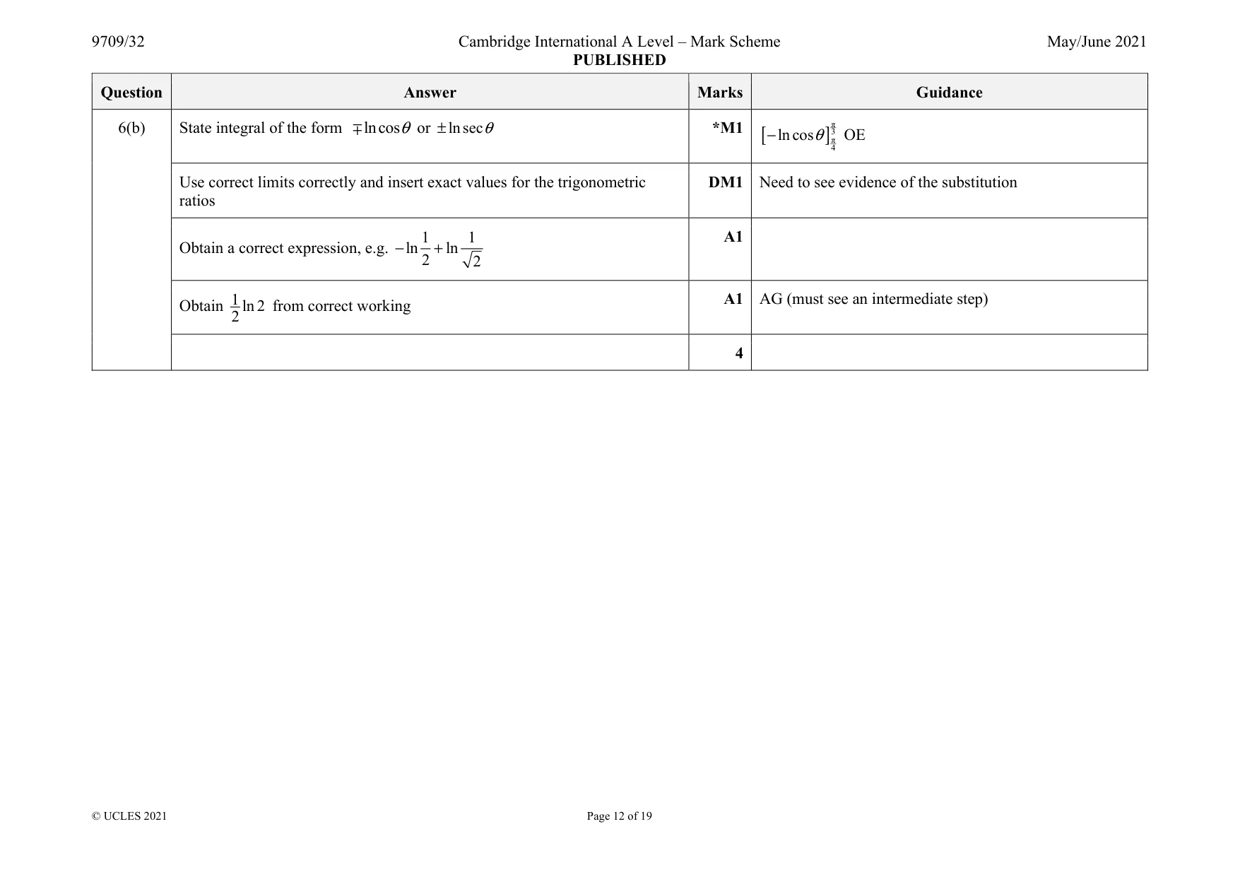 Mark scheme, page 12 of 19