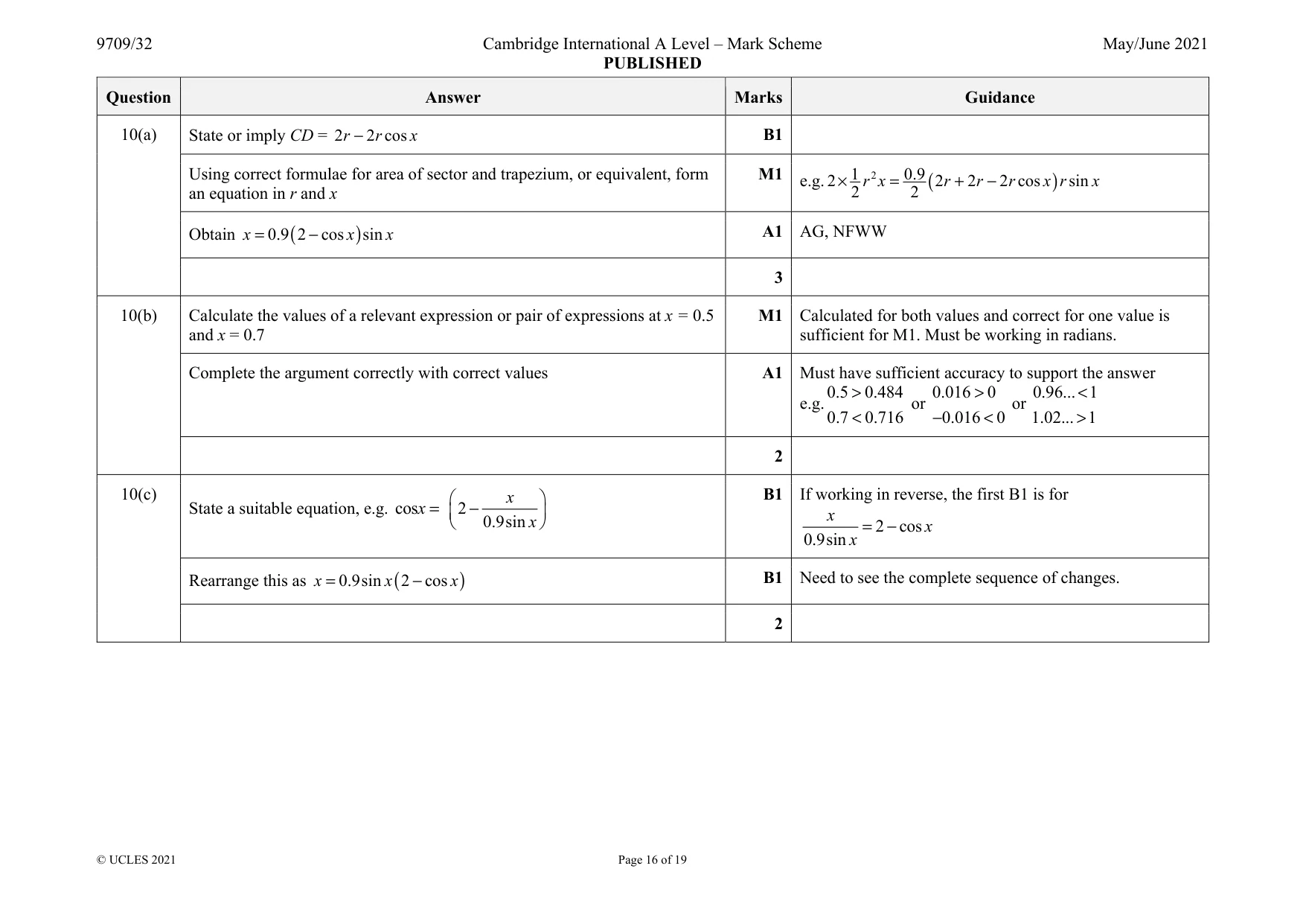 Mark scheme, page 16 of 19
