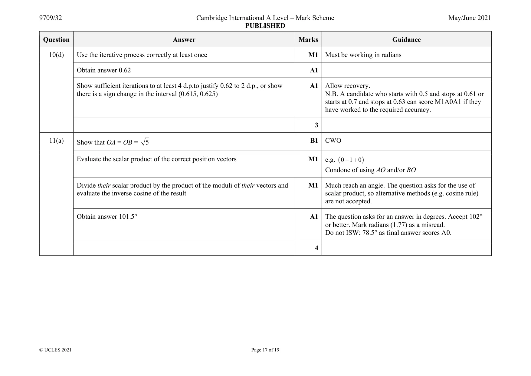 Mark scheme, page 17 of 19
