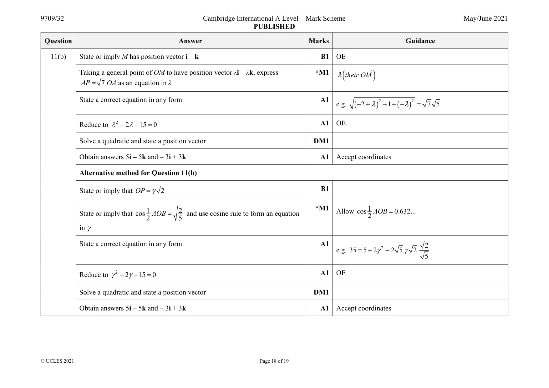 Mark scheme, page 18 of 19
