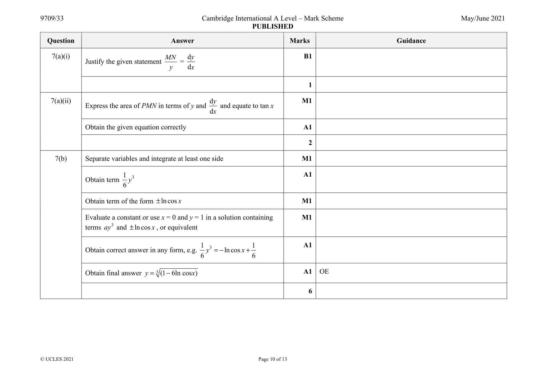 Mark scheme, page 10 of 13