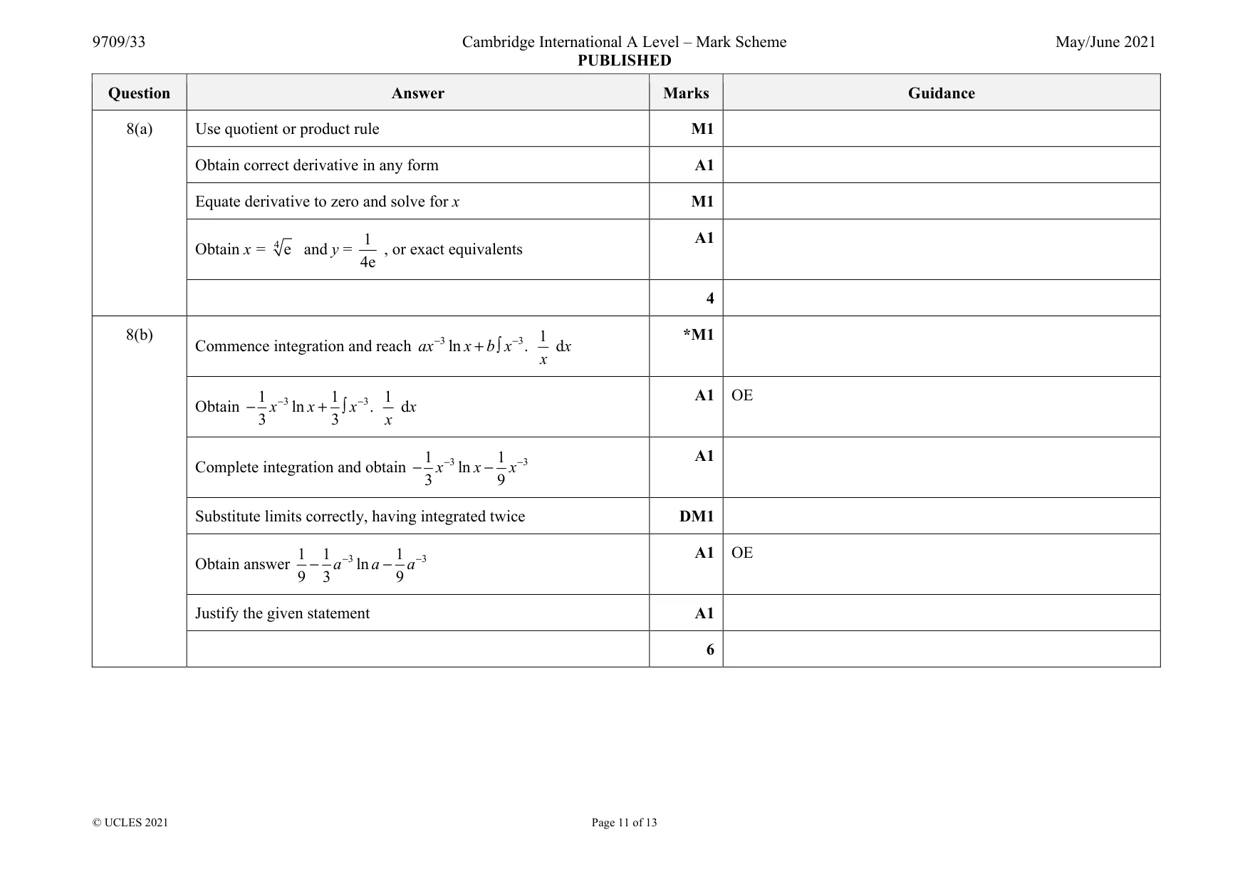 Mark scheme, page 11 of 13
