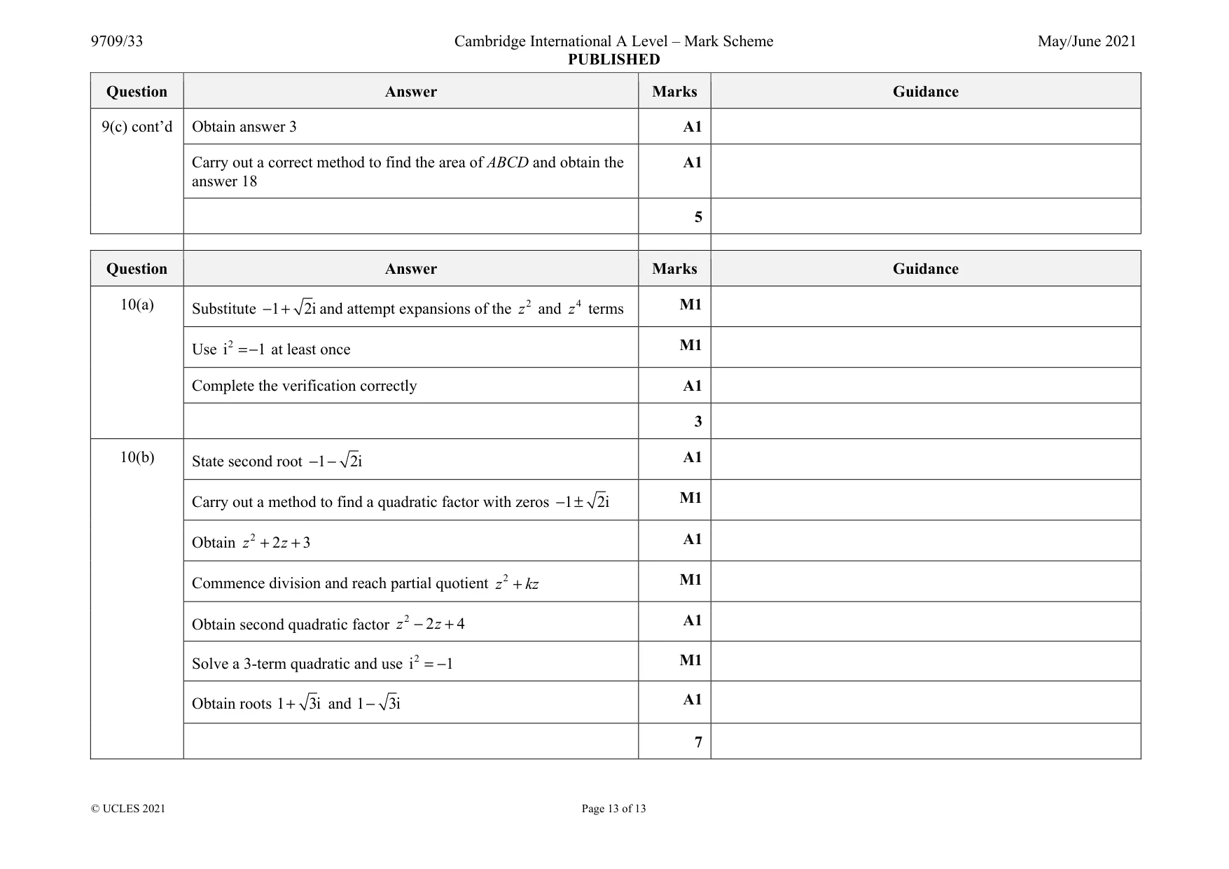 Mark scheme, page 13 of 13