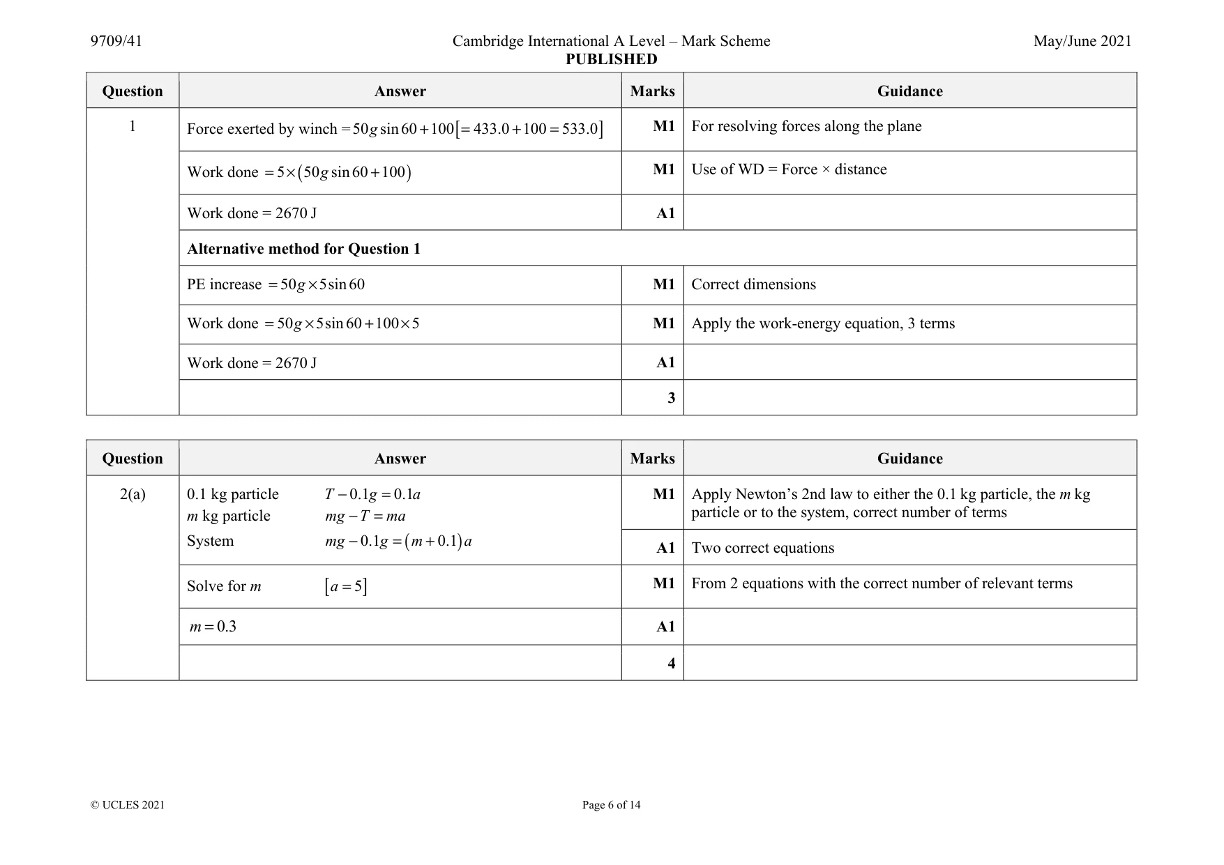Mark scheme, page 6 of 14