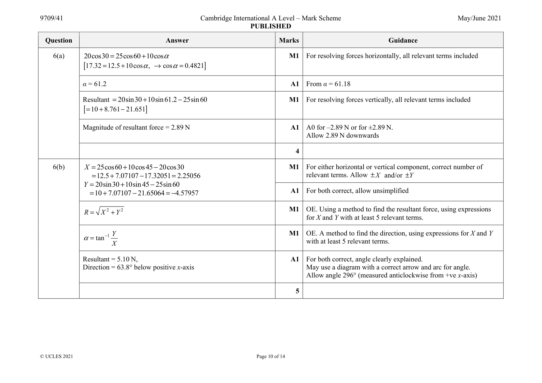 Mark scheme, page 10 of 14