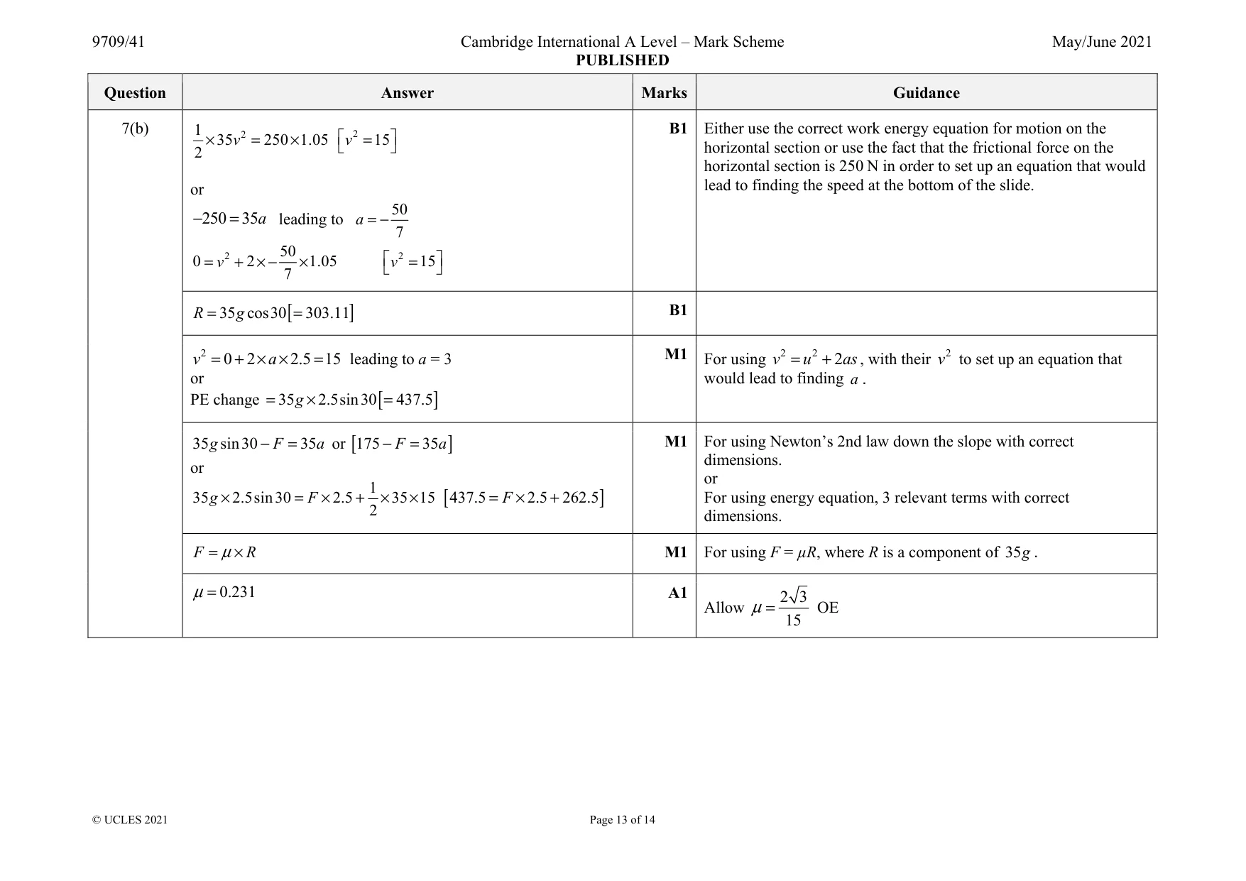 Mark scheme, page 13 of 14