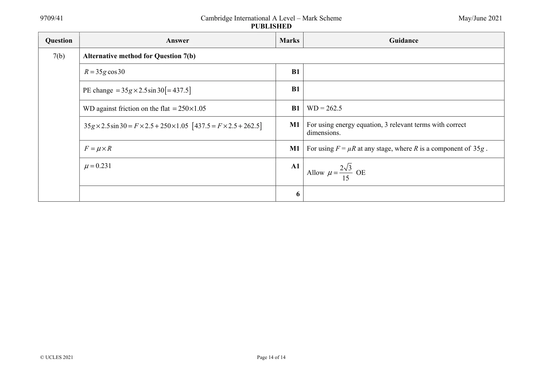 Mark scheme, page 14 of 14