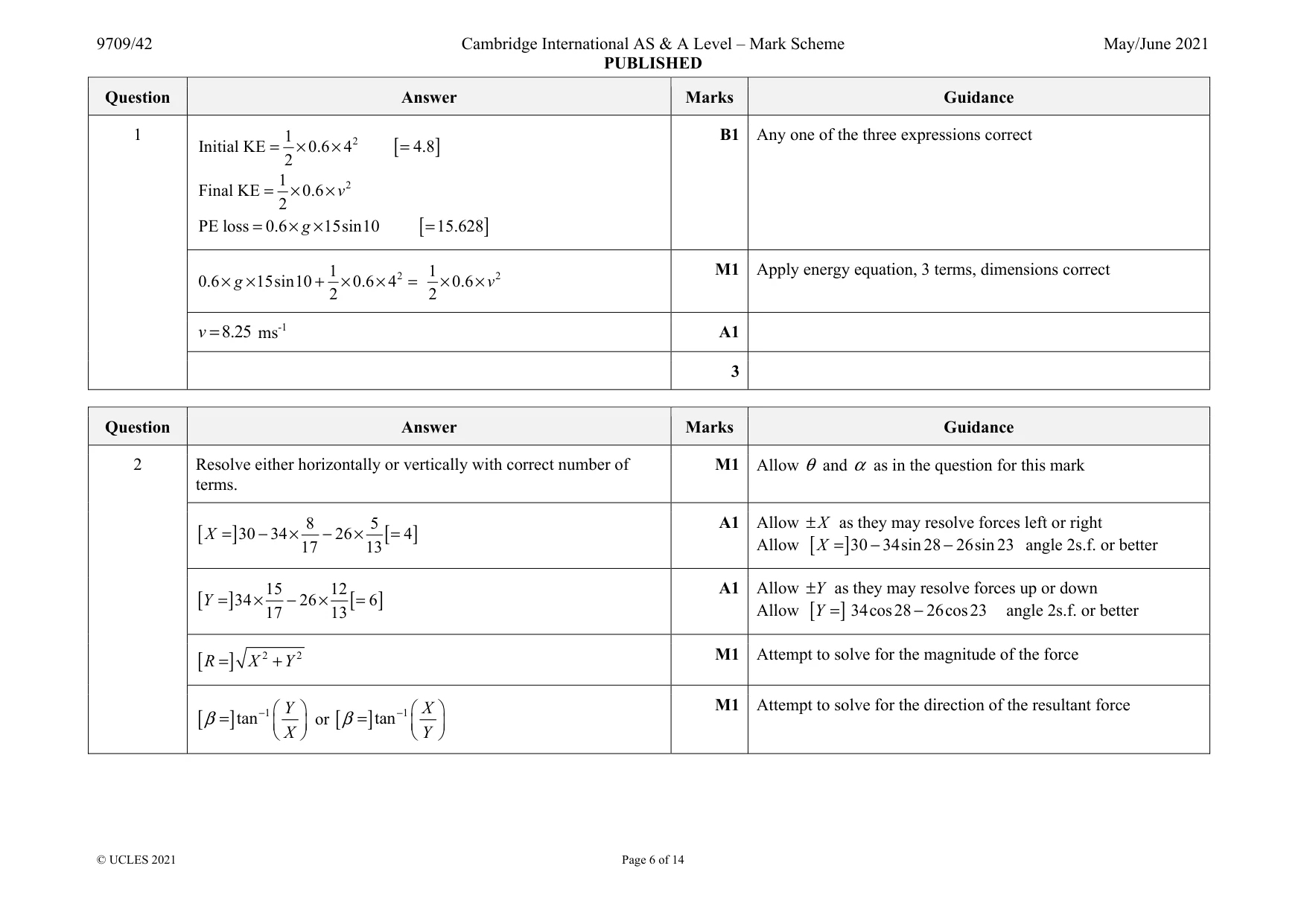Mark scheme, page 6 of 14