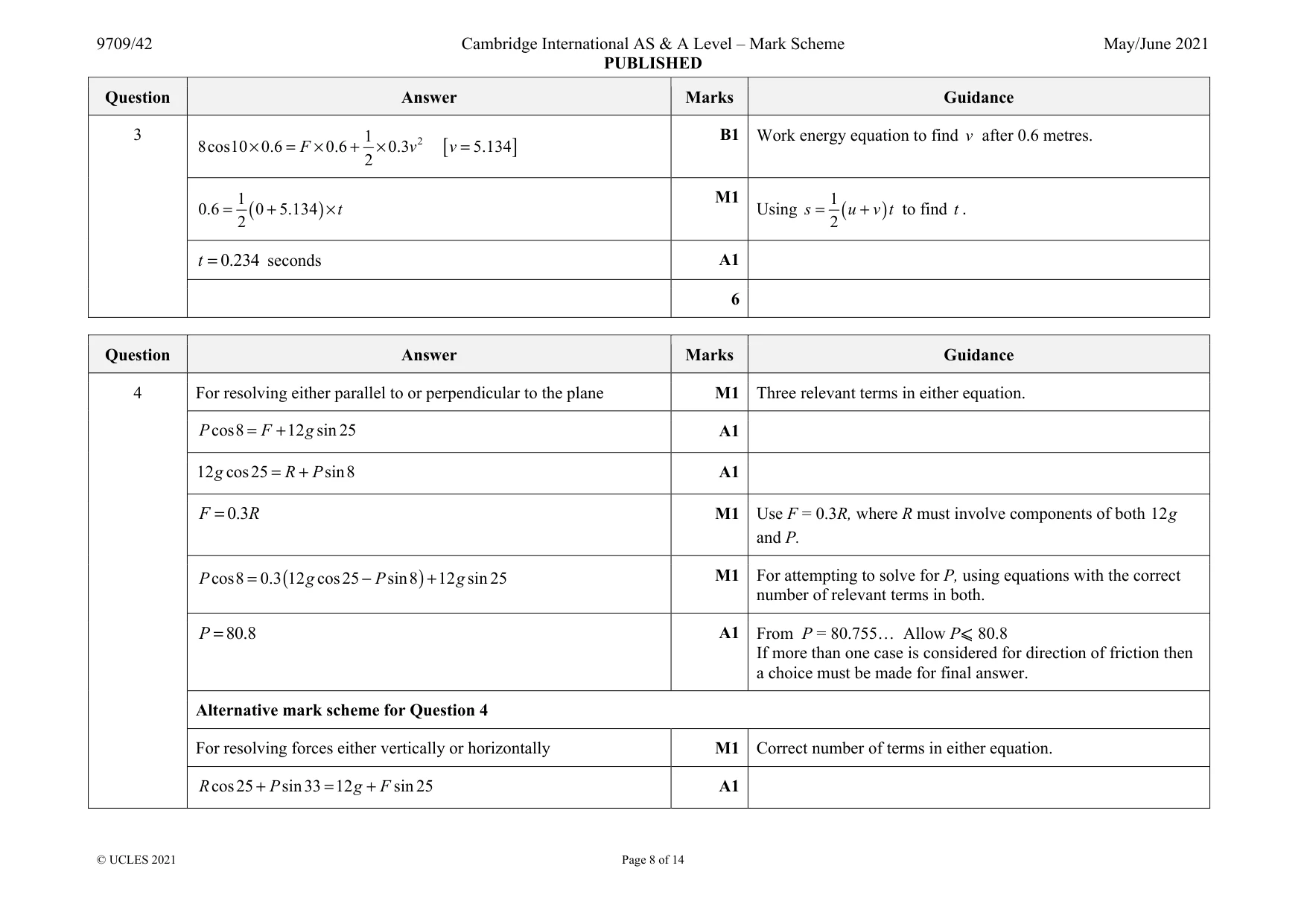 Mark scheme, page 8 of 14