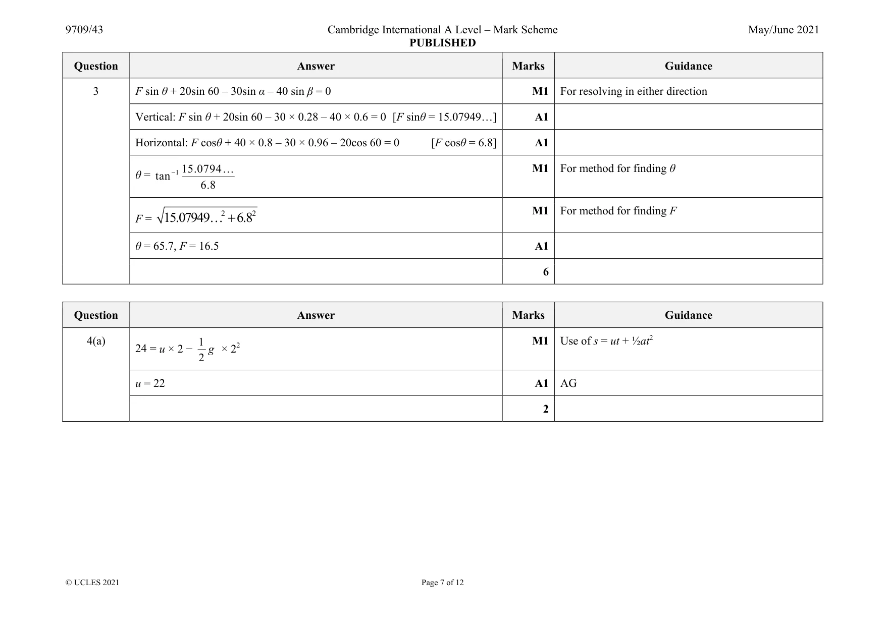 Mark scheme, page 7 of 12
